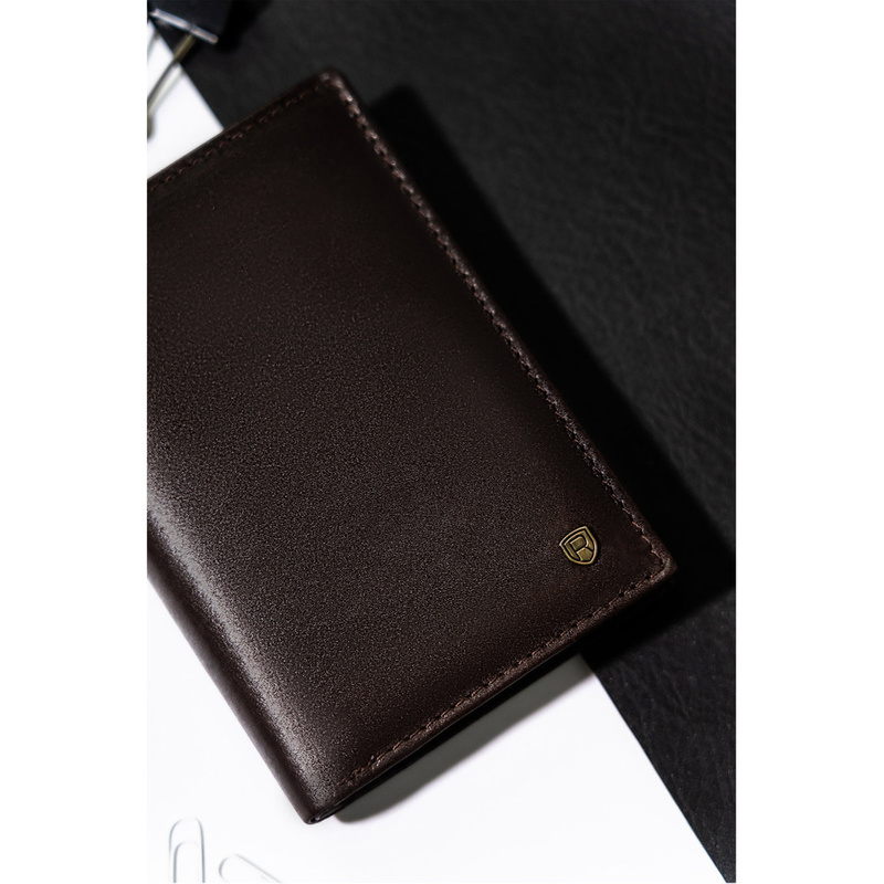 Rovicky męski składany portfel skóra naturalna rozbudowany pionowy RFID