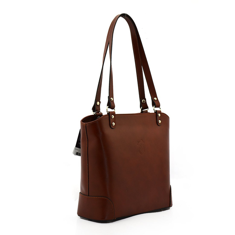 Skórzana torebka na ramię z licowej skóry shopper