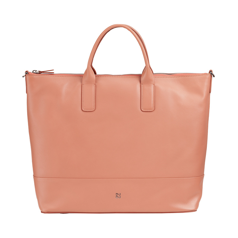 DuDu Duża damska shopperbag skóra naturalna z paskiem i kieszeniami