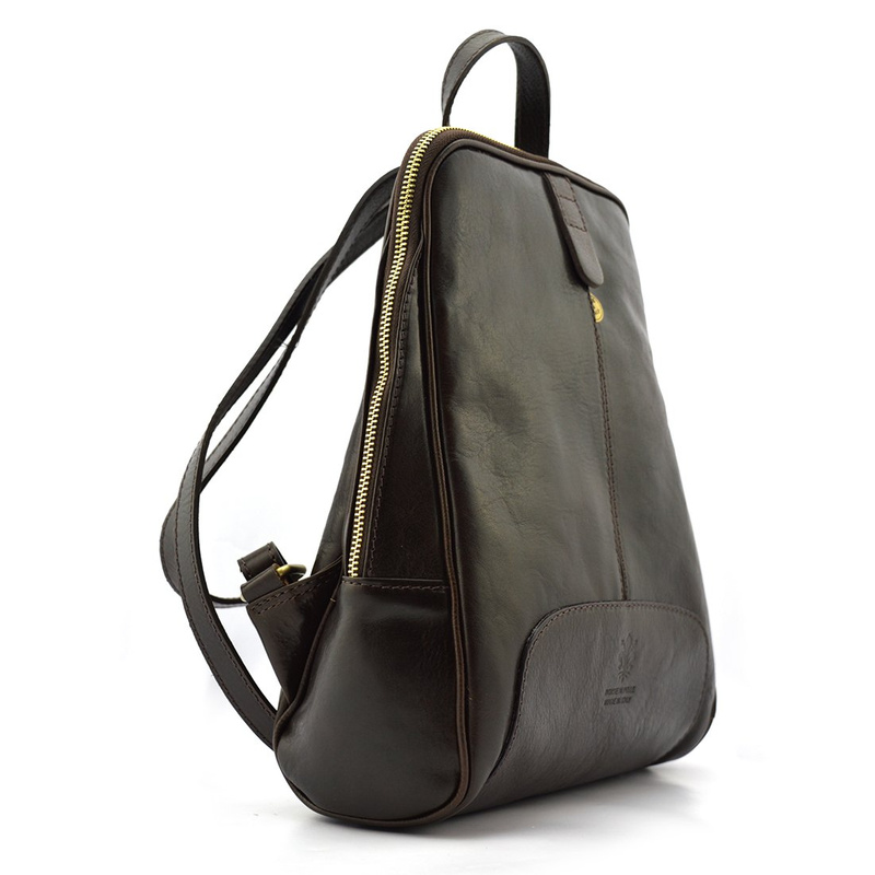 Florence Miejski Damski plecak skóra naturalna z kieszeniami na suwak