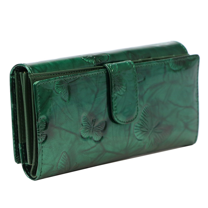 Gregorio damski portfel podłużny skórzana duża portmonetka w motyle