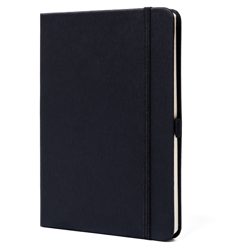 Czarny notes w formacie B6 zadrukowany w kropki, wyposażony w gumkę zamykającą - Peterson