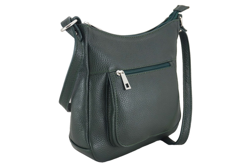 Modna włoska listonoszka skórzana - Zielony ciemny