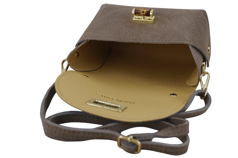 Mała torebka zamszowa wizytowa - Beżowa ciemna