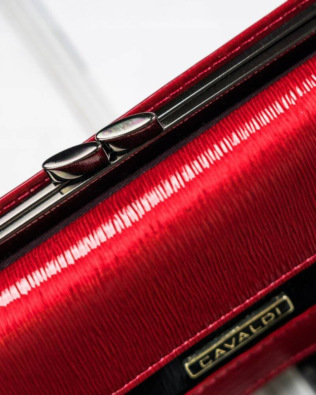 4U Cavaldi Lakierowany Duży portfel damski ze skóry naturalnej portmonetka