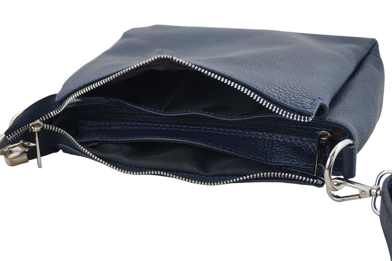 Uniwersalna torebka skórzana listonoszka - Granatowa