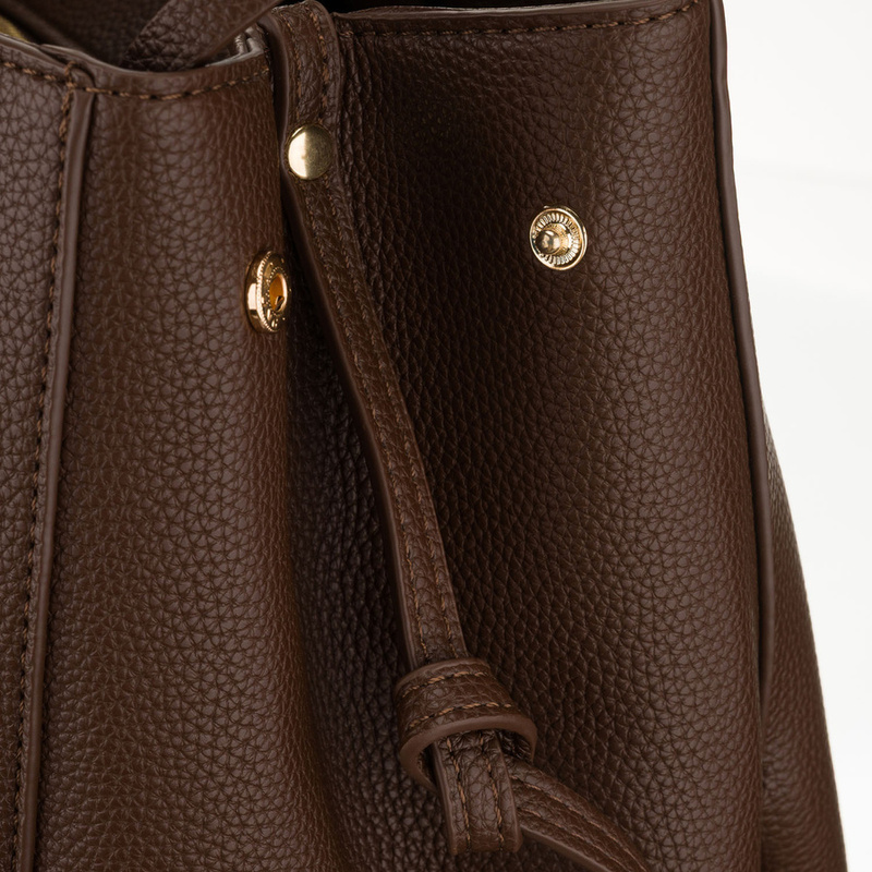 Brązowa shopperka damska wykonana ze skóry ekologicznej z praktycznym etui w zestawie - Peterson