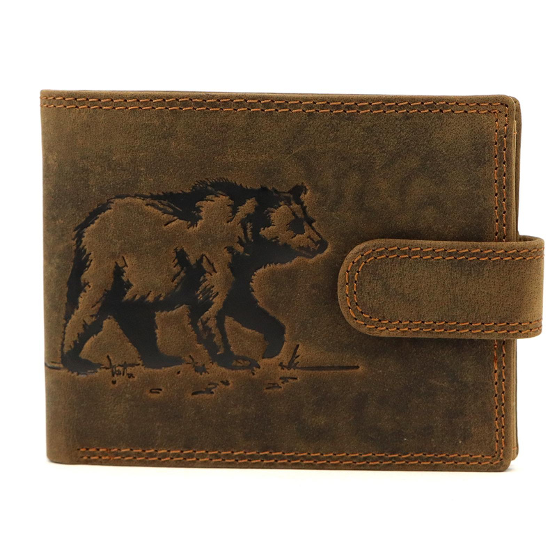 Nordee męski portfel skóra naturalna na zatrzask z indywidualnym wzorem