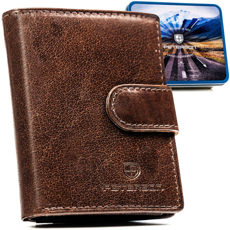 Skórzany męski portfel Peterson PTN RM-12L-BUF
