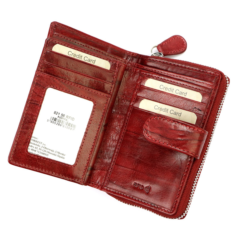 EL FORREST pionowa portmonetka skóra naturalna skórzany portfel RFID