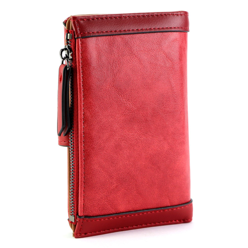 Eslee Duży Portfel Damski Podłużny Pionowy Skóra Eko Na Zatrzask