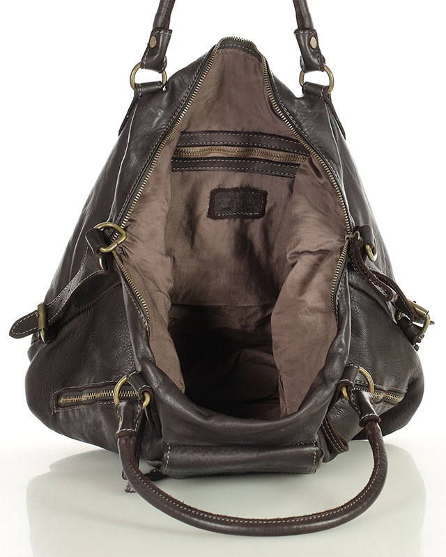 Torba biznesowa bowling retro bag skórzana - MARCO MAZZINI ciemny brąz caffe