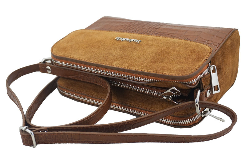 Stylowa torebka crossbody trzykomorowa - Brązowa jasna 