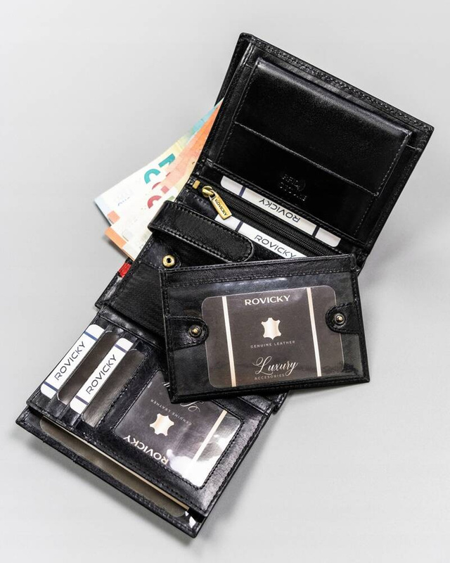 Męski pojemny skórzany portfel z RFID od Rovicky