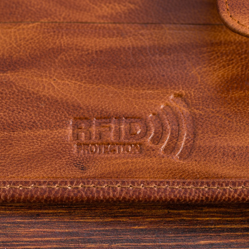Portfel skórzany męski poziomy klasyczny brązowy RFiD Beltimore D33