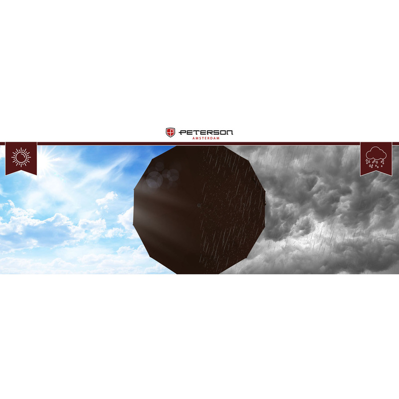 Duży, elegancki i składany parasol w brązowym kolorze - Peterson