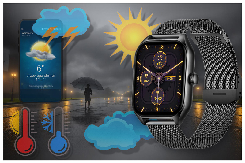 SMARTWATCH UNISEX Rubicon RNCF03 - ROZMOWY BLUETOOTH, ALWAYS ON DISPLAY (sr049a)