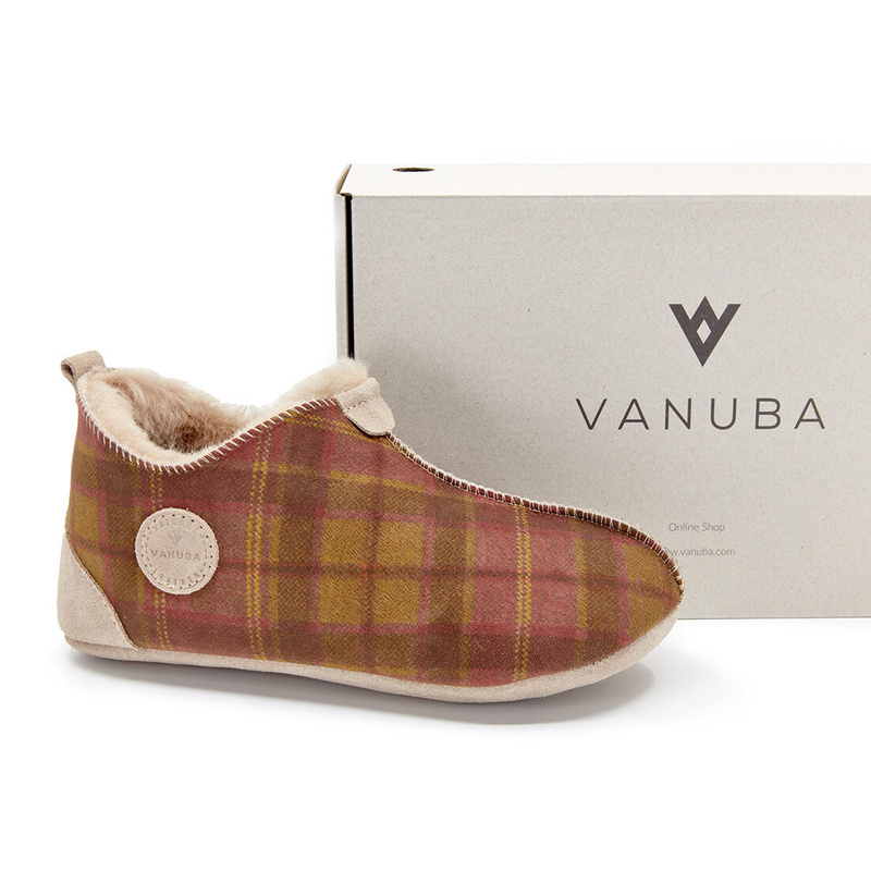 Kapcie damskie OXFORD Tartan czerwone