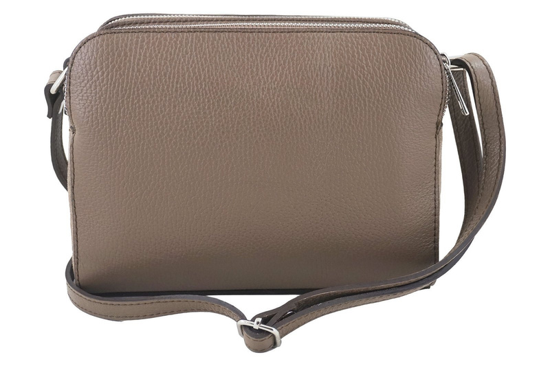 Torebka skórzana crossbody zamszowa - Szara ciemna