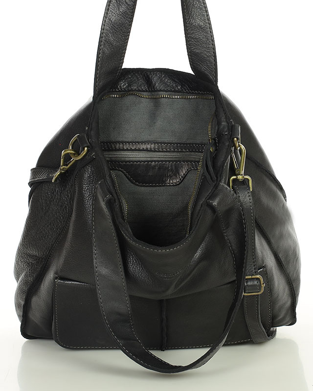 Torebka damska shopper A4 skóra naturalna - MARCO MAZZINI czarna