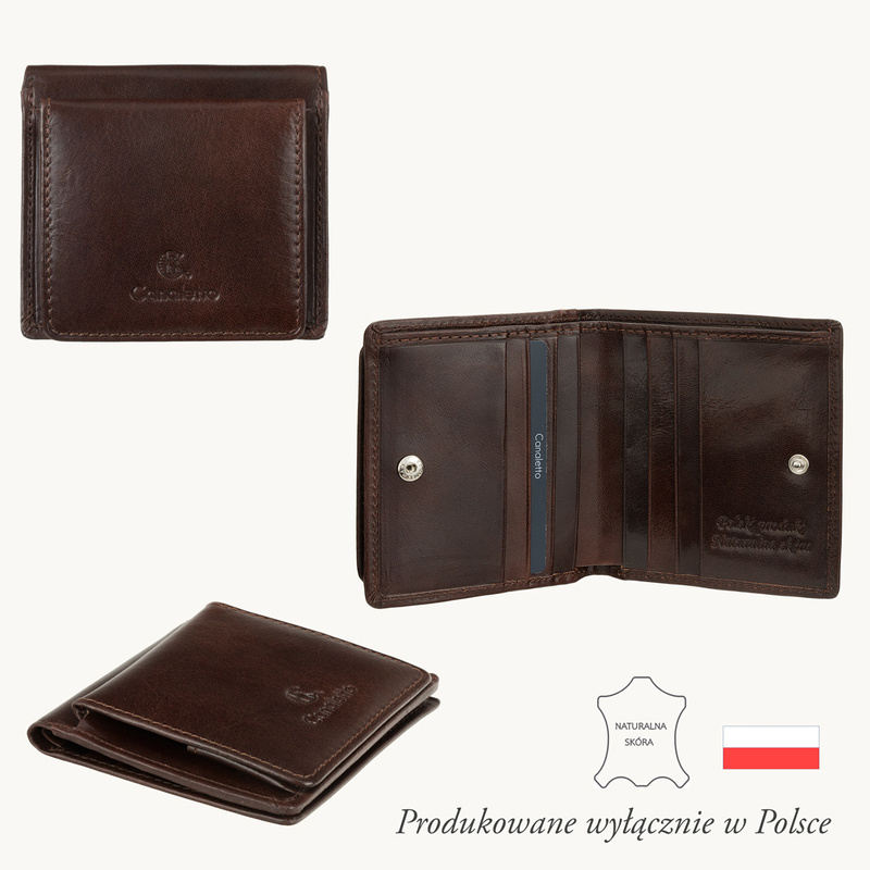 Męski portfel skórzany Canaletto z garbowanej roślinnie skóry RFID PM1008s160GR