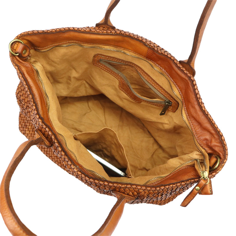 VS Pleciona shopperbag damska Damska torebka na ramię ze skóry naturalnej