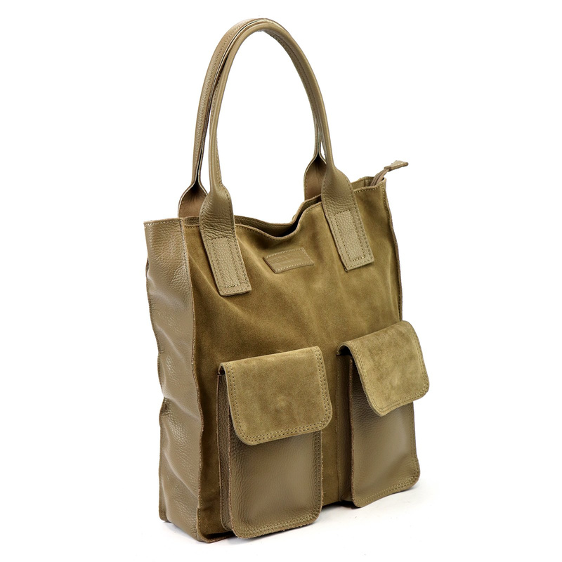 Angelo Torebka na ramię Duża damska shopperbag z kieszeniami skórzana 