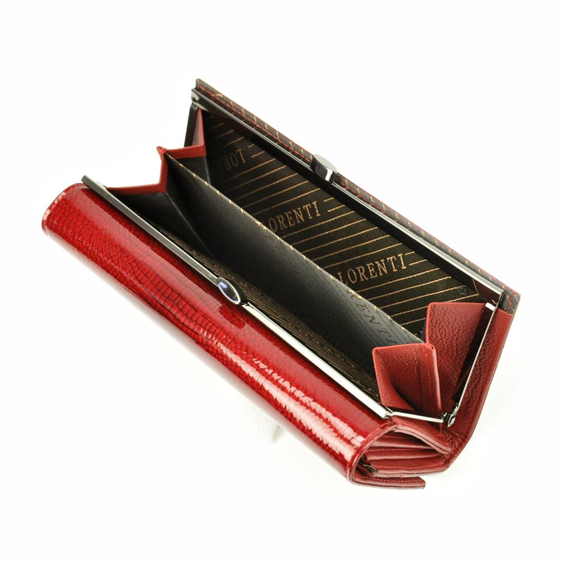 Lorenti portfel damski podłużny klasyczny lakierowany duży ochrona RFID