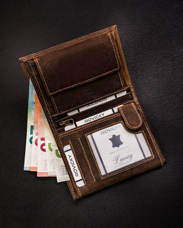 Skórzany męski portfel Wild N4-CHM-NL RFID