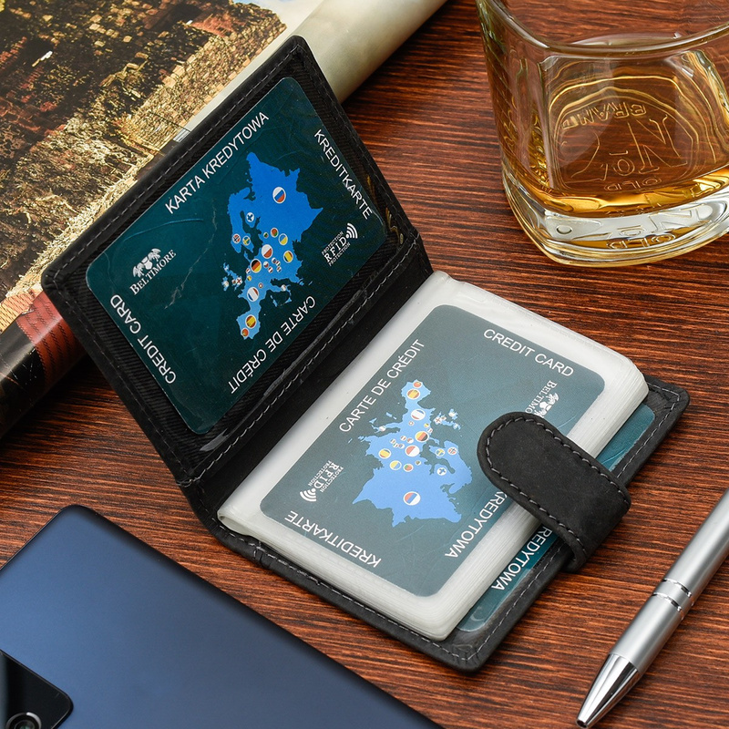 Etui na dokumenty karty skórzane slim Beltimore Jasny  brąz G78