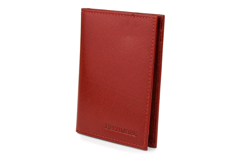 Etui na dokumenty karty czerwone skórzane slim Beltimore G95