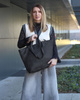Torba damska pleciona shopper & shoulder leather bag - MARCO MAZZINI czarna