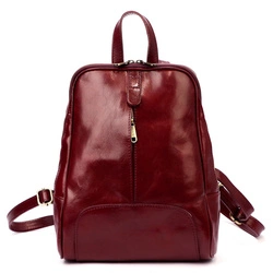 Florence Miejski Damski plecak skóra naturalna z kieszeniami na suwak