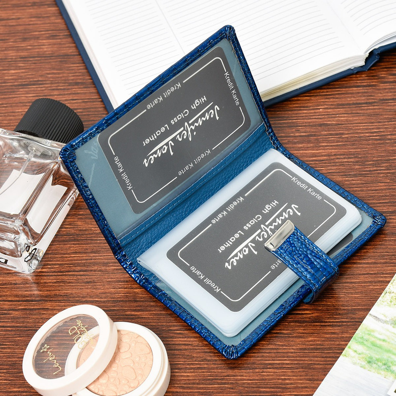 NIEBIESKIE JENNIFER JONES ETUI NA DOKUMENTY WIZYTOWNIK SKÓRA NATURALNA M32