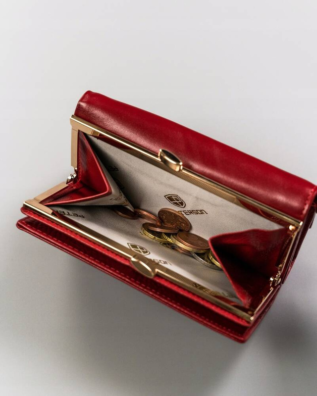 Skórzany portfel damski na bigiel i zatrzask - Peterson