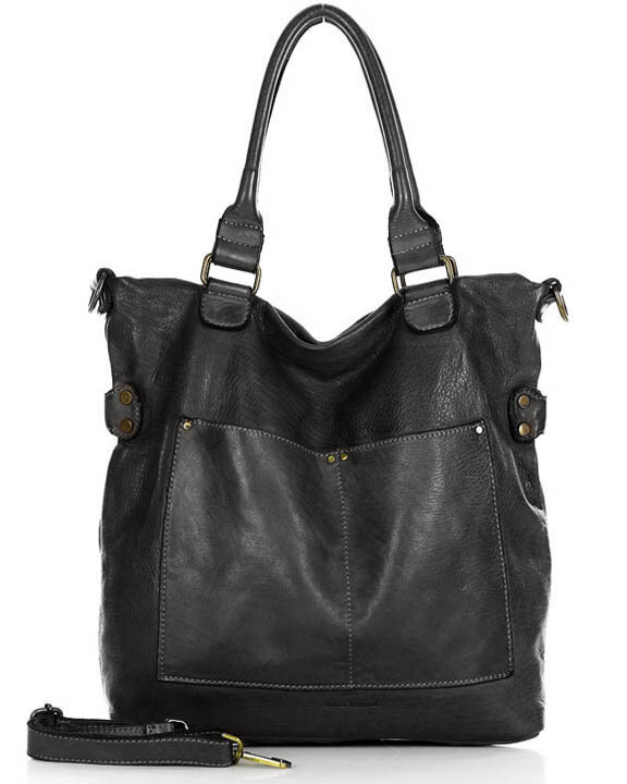 Torebka skórzana XL shopper vintage bag z kieszeniami vera pelle - MARCO MAZZINI czarny