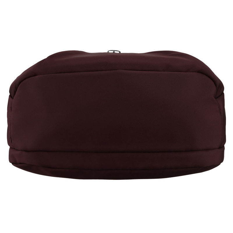 Bordowa, poręczna listonoszka damska z poliestru zawieszona na szerokim pasku - Peterson