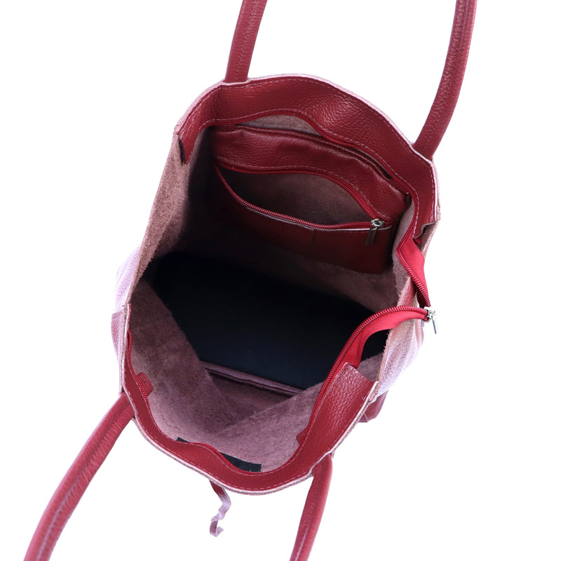 MiaMore Skórzana damska shopperbag duża torabka na ramię z kieszenią