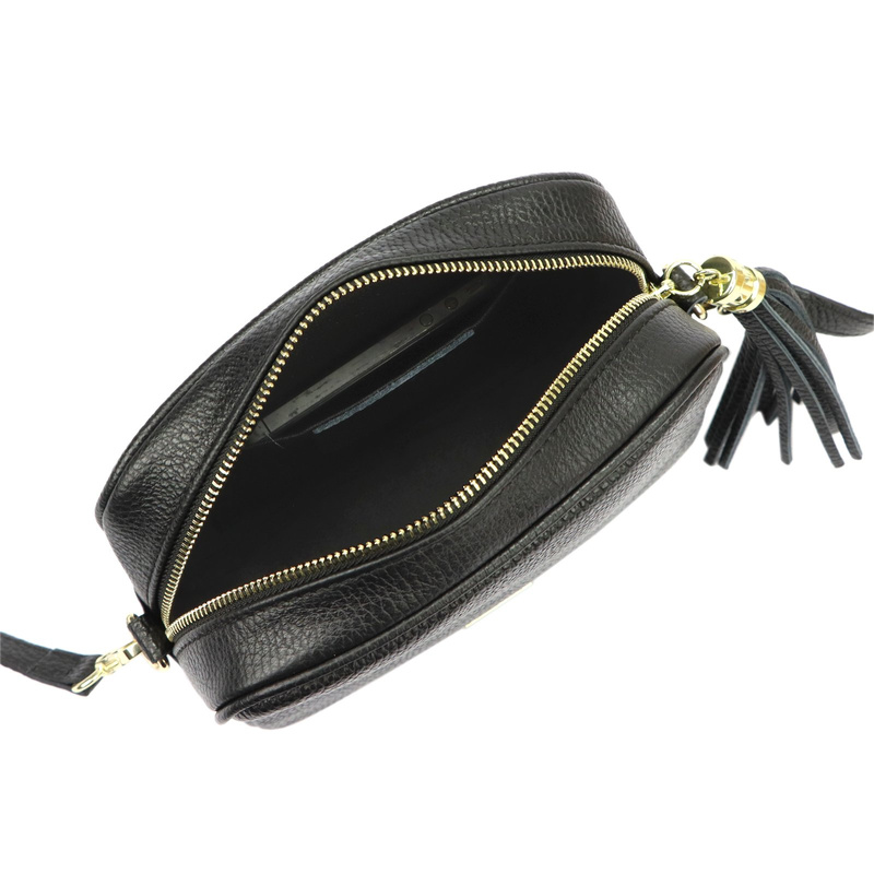 MiaMore Skórzana zgrabna damska listonoszka torebka z brelokiem frędzlem