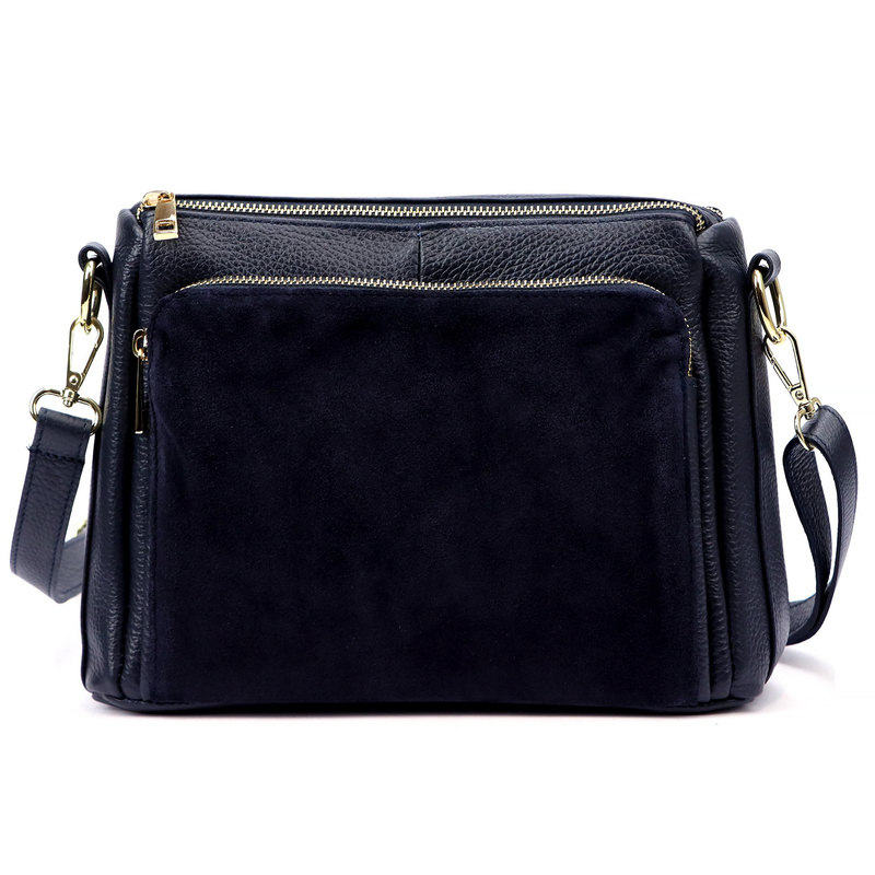 Luka damska listonoszka na ramię skóra naturalna dwie komory trzy kieszenie