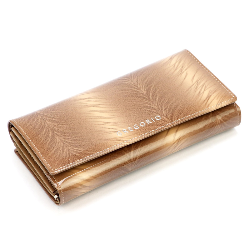 Lakierowany duży Skórzany damski portfel Gregorio