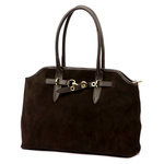 Vera Pelle damska torebka na ramię skóra naturalna zamszowa z kieszeniami