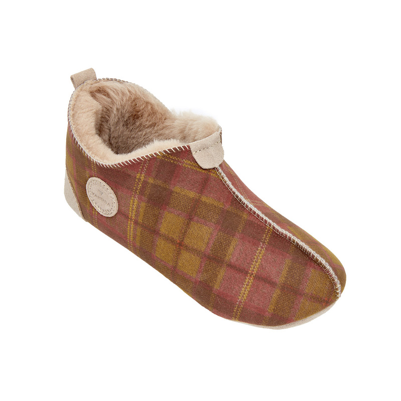 Kapcie damskie w kratę OXFORD Tartan czerwone