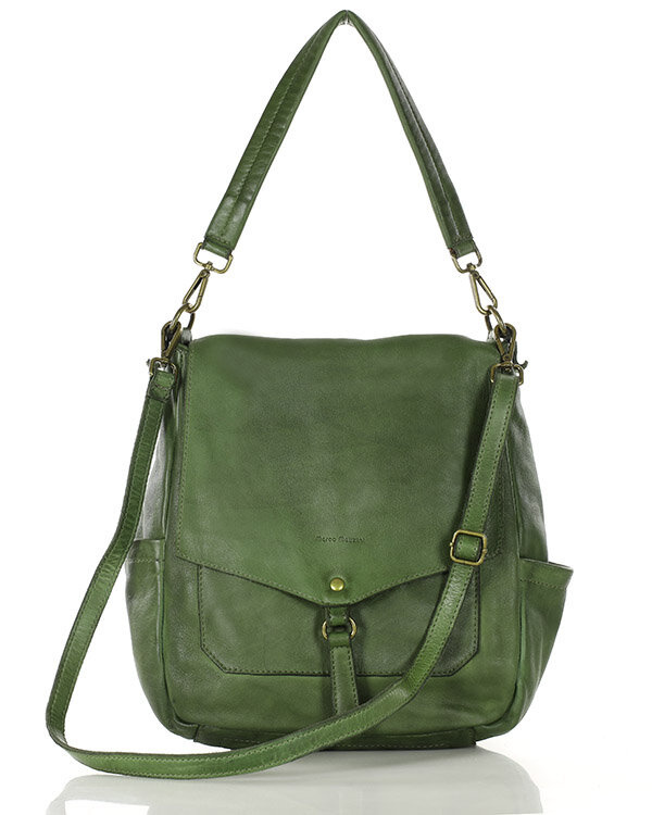 Wygodna torba damska na ramię skóra naturalna vera pelle - MARCO MAZZINI zielona