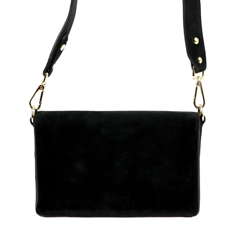 Vera Pelle damska listonoszka na ramię skóra naturalna torebka zamszowa