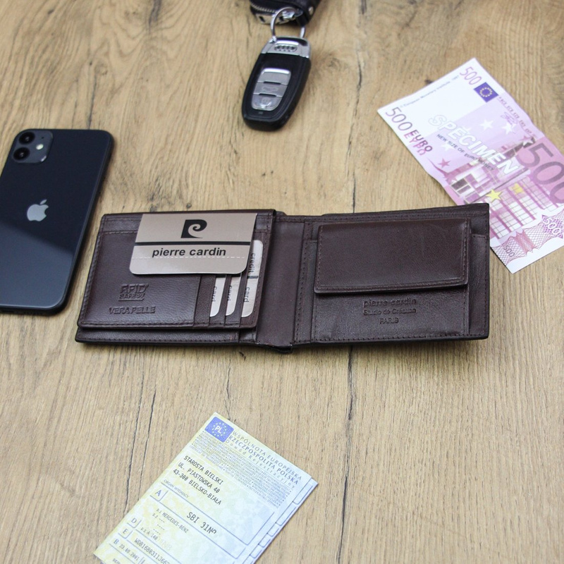 Męski duży portfel pleciony motyw Pierre Cardin