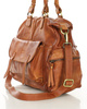 Pojemna torba damska na ramię z kieszeniami skóra naturalna - MARCO MAZZINI brąz camel