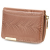 Skórzany portfel damski poziomy mały lakierowany beżowy w piórka 897