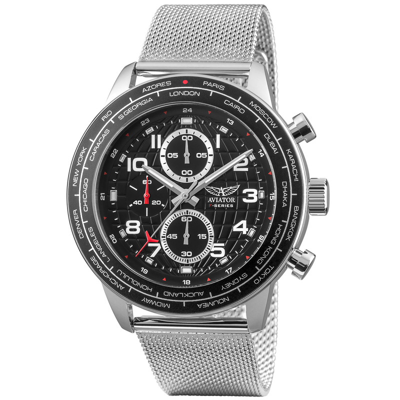 Zegarek AVIATOR AVW79886G407. Kwarcowy, Kolor czarny. Mężczyzna.