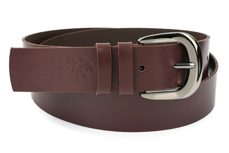 Beltimore skórzany damski pasek do spodni 4 cm burgundowy A72 : Kolory - fioletowy, Rozmiar pasków - r.110-125 cm